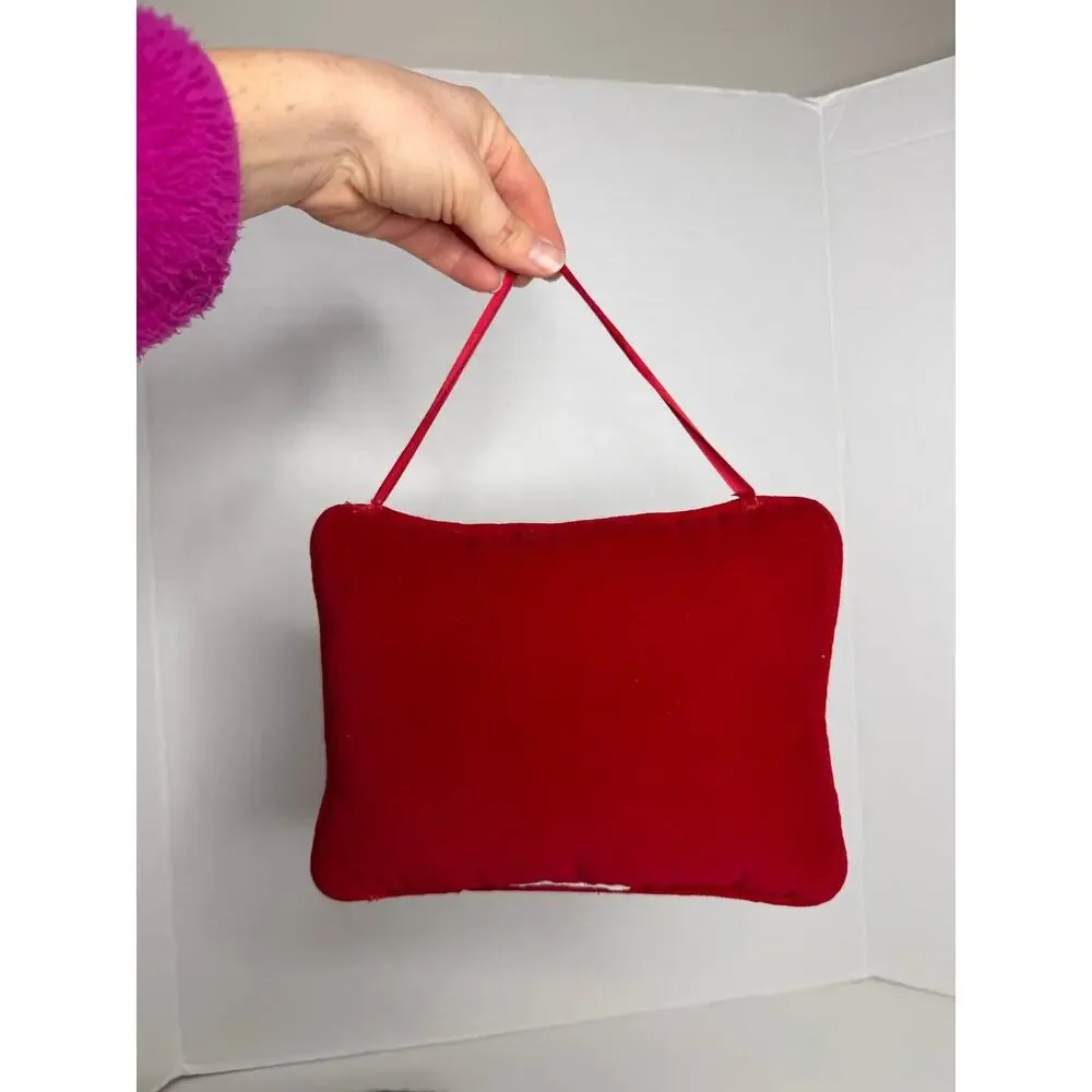 Christmas Santa Stops Here Handing Needlepoint Pillow